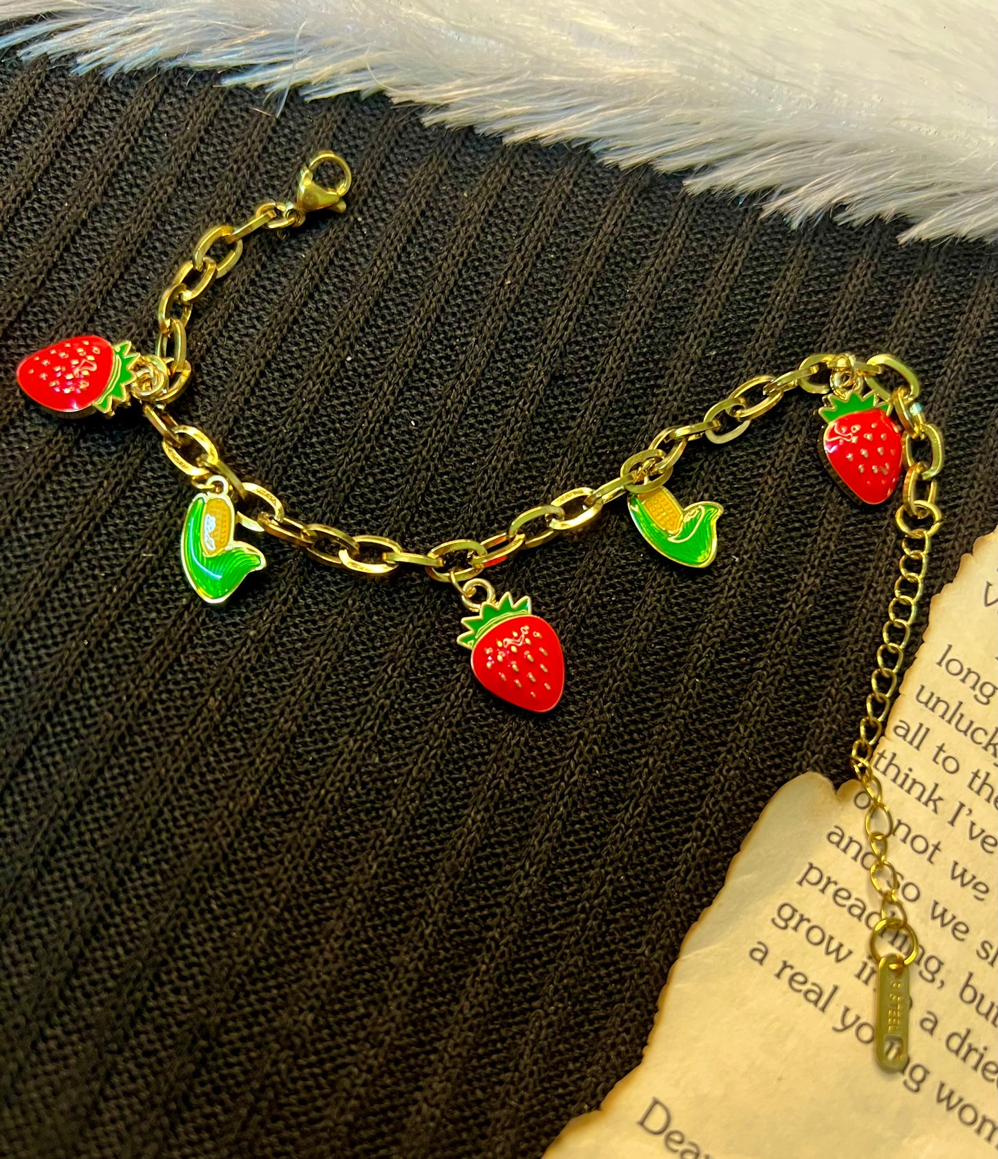 Strawberry & Corn Charm Bracelet