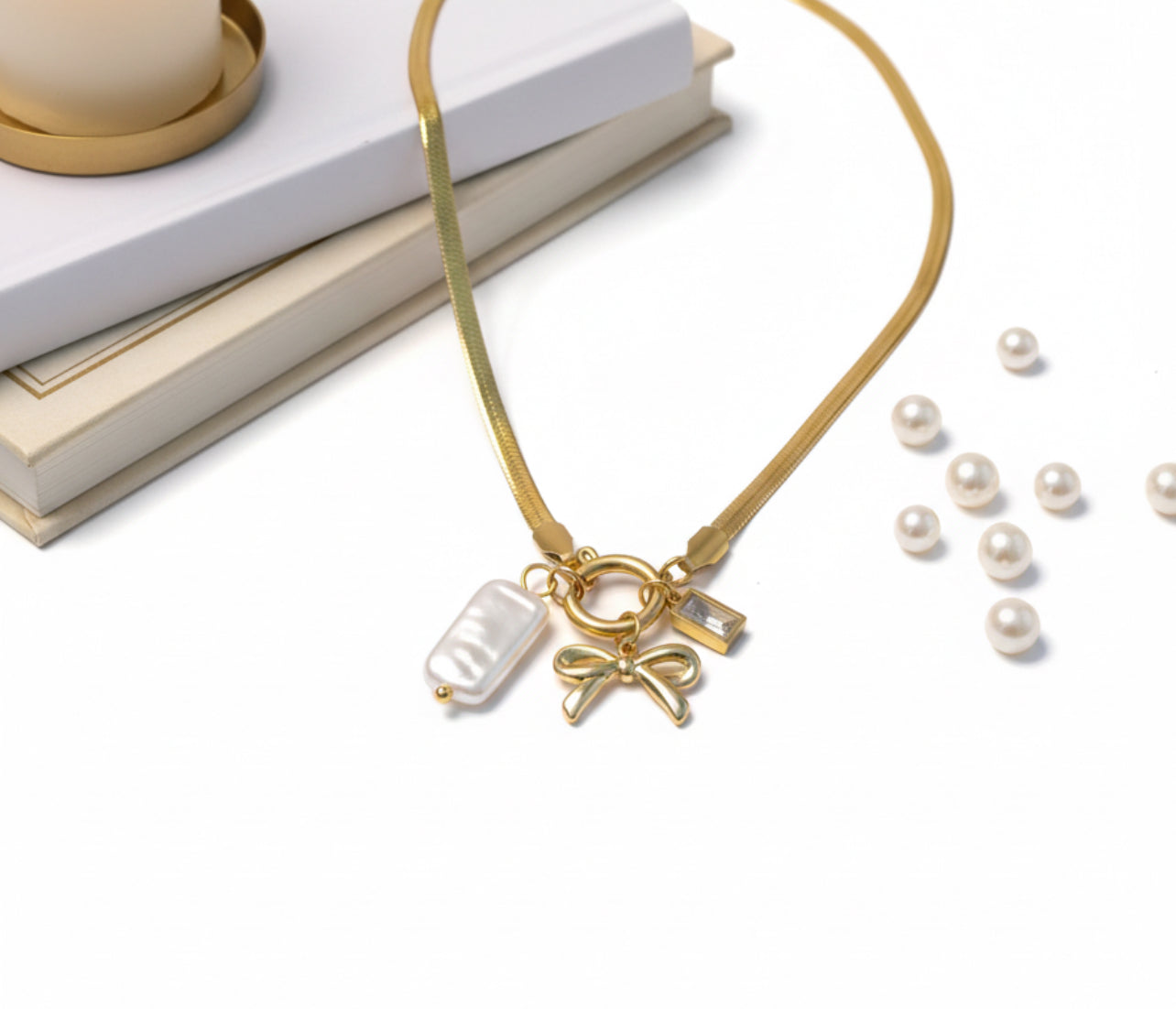 Bow & Pearl 3 in 1 Charm Chain