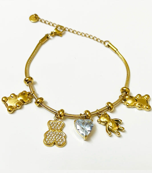 Sparkling Teddy Charm Bracelet