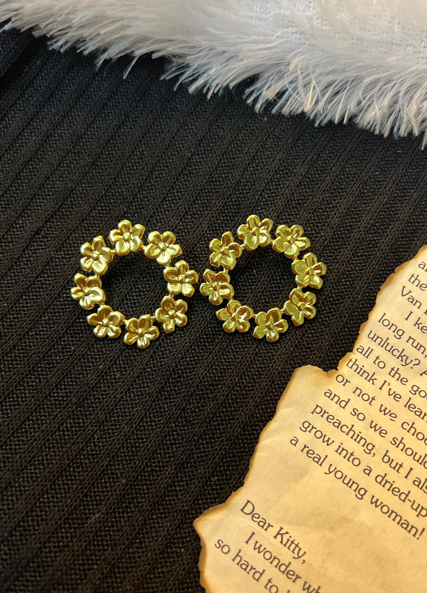 Floral Wreath Hoop Earrings