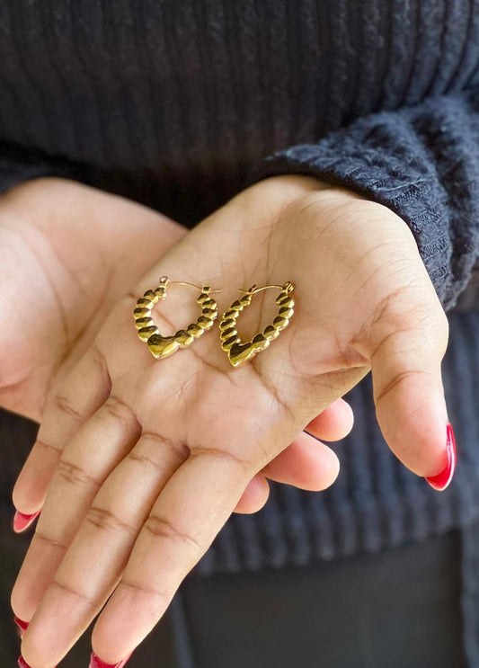Golden Heart Link Hoops