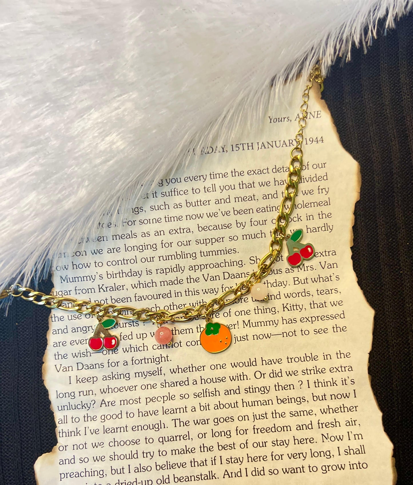 Cherry  & orange charm bracelet