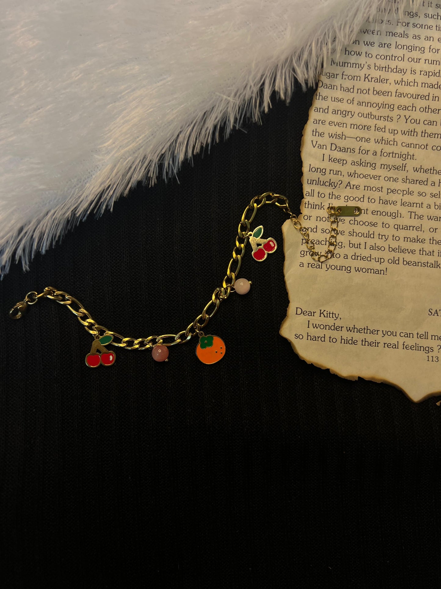 Cherry  & orange charm bracelet
