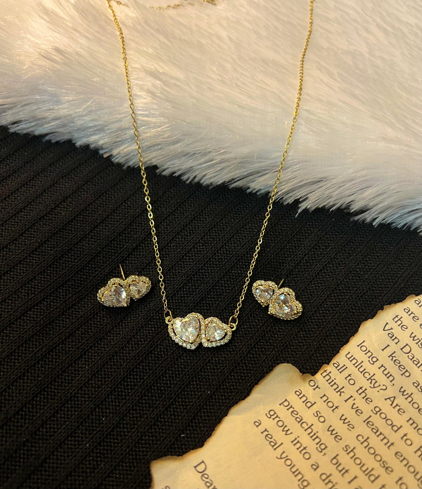 Twin Hearts Pendant Set