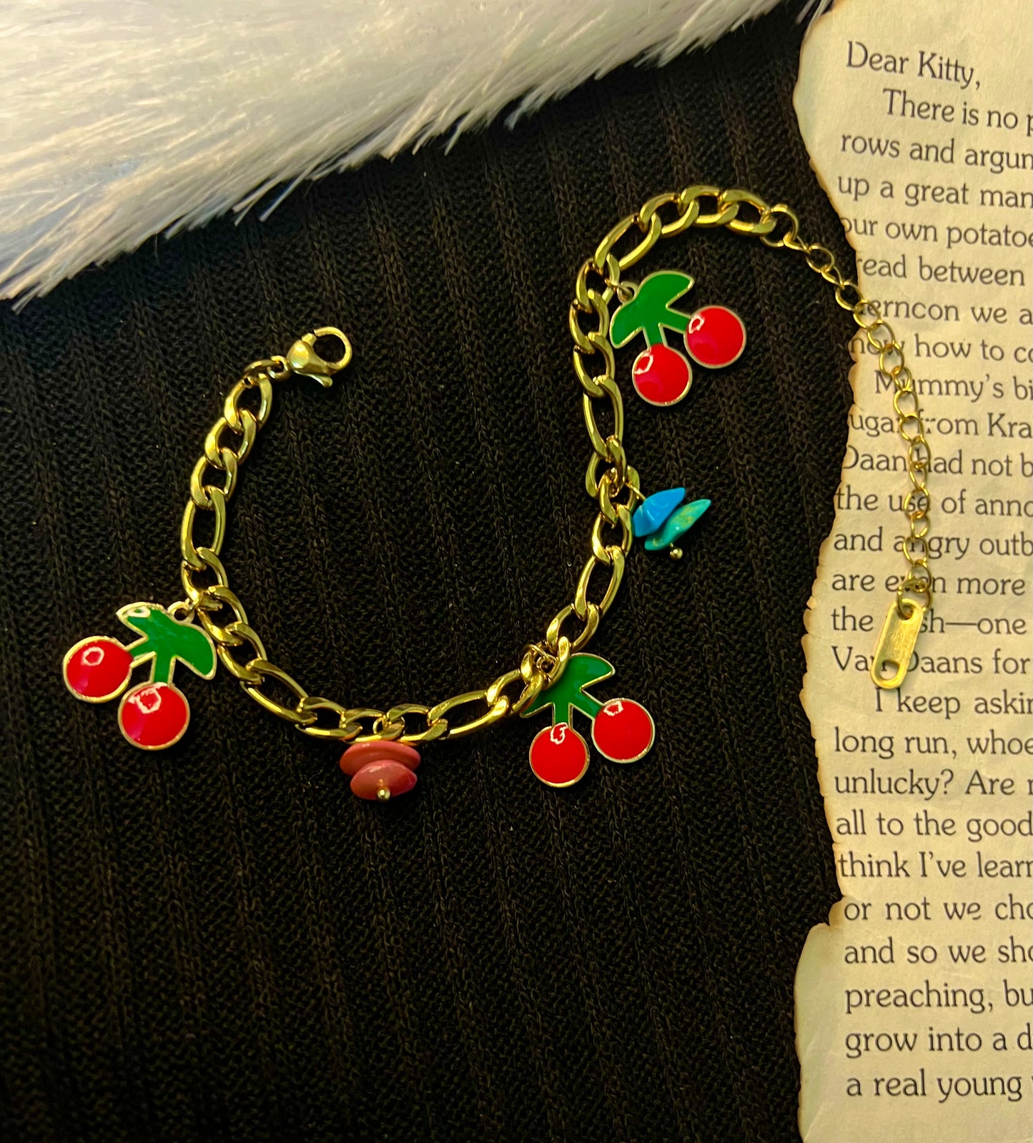 Twin Cherry Charm Bracelet