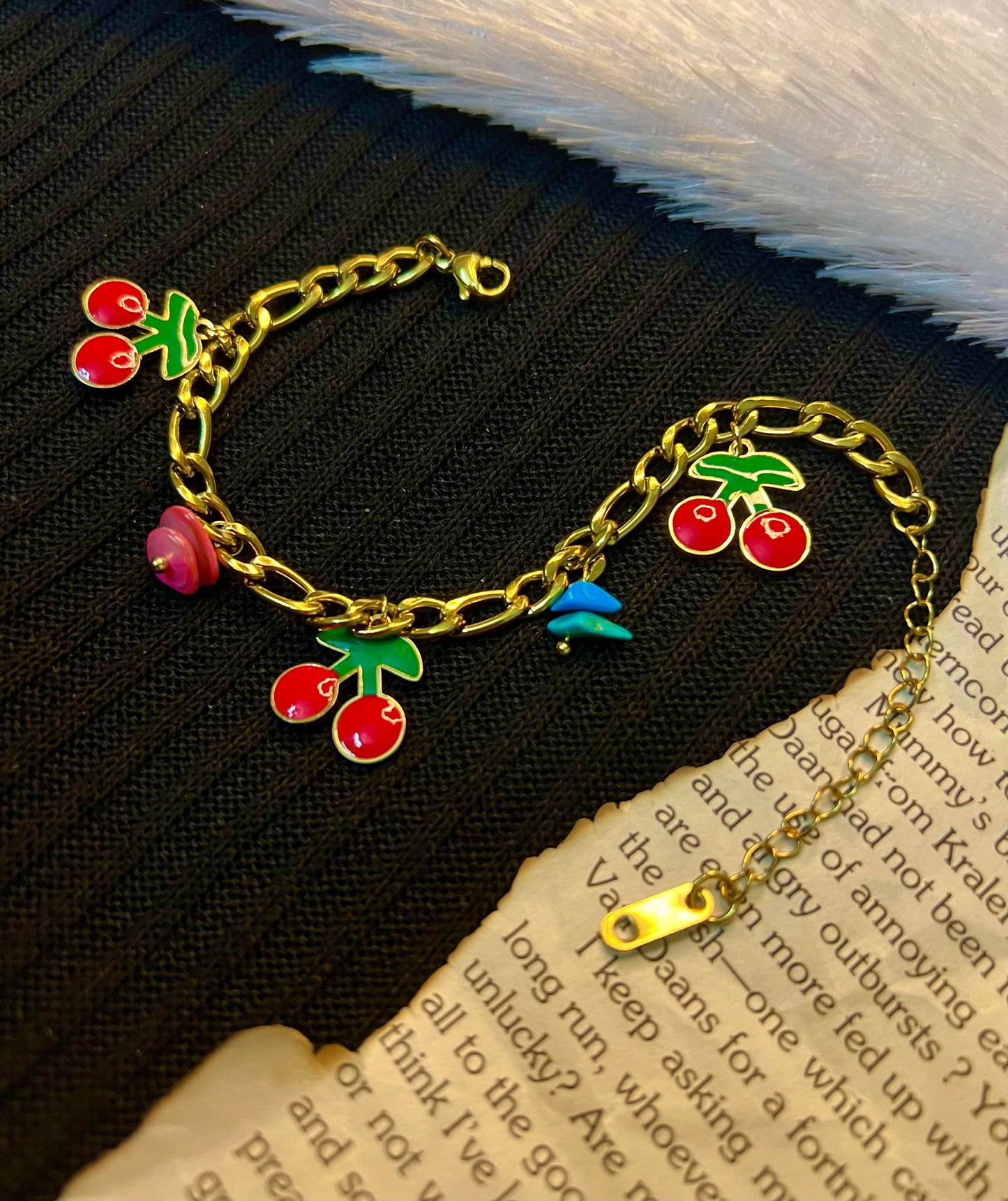 Twin Cherry Charm Bracelet