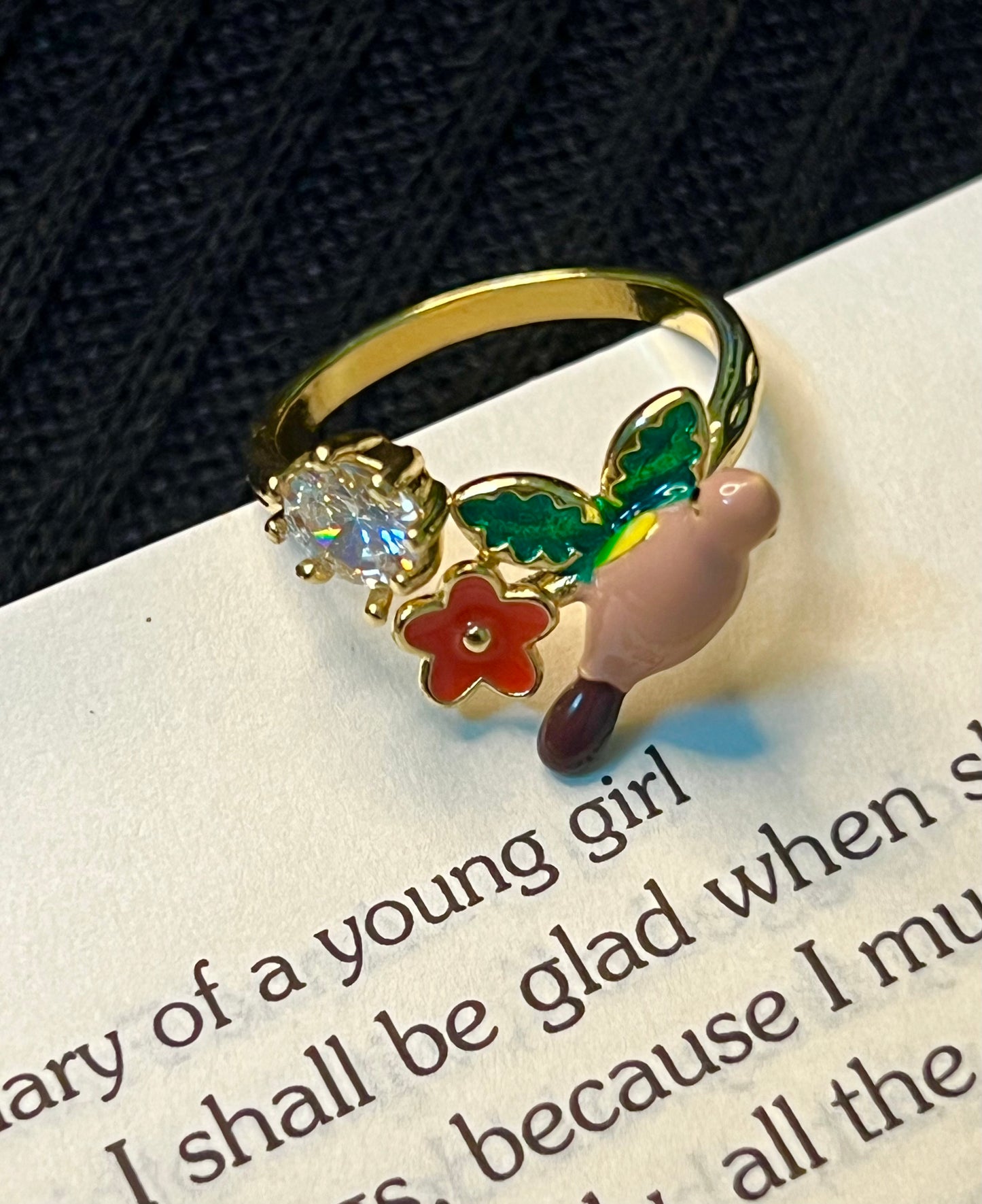 Hummingbird & Bloom Ring