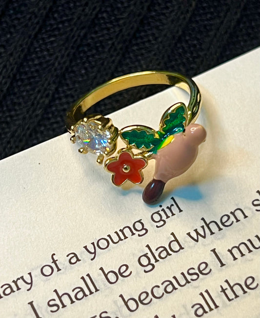 Hummingbird & Bloom Ring