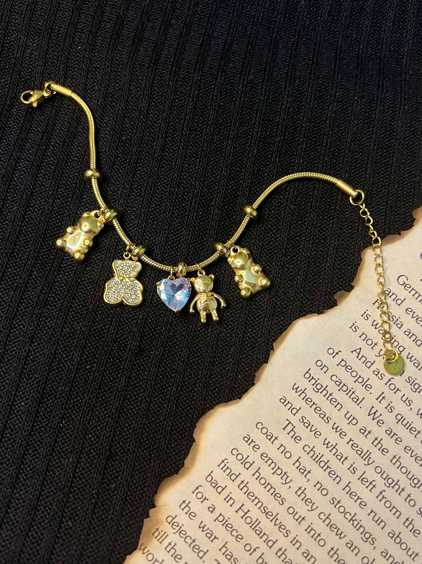 Sparkling Teddy Charm Bracelet